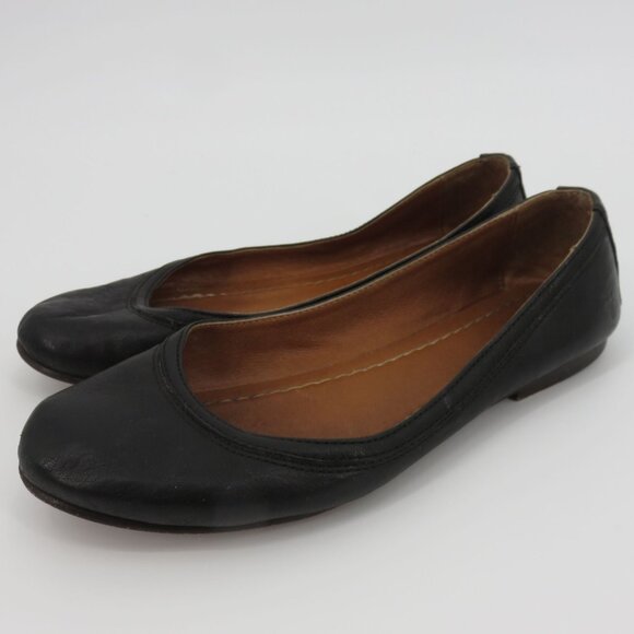 Frye Women 7.5 M CARSON Ballet Flat 8012044 Black Genuine Leather Shoes Slip On - Picture 15 of 15